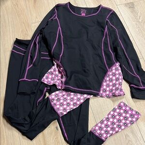 Hatley‎ Black and Purple base layer set with Stylish Accents